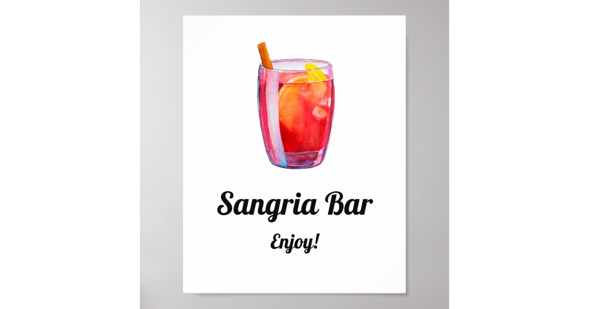 Sangria bar print. Wedding alcohol drinks. Wine Poster | Zazzle.co.uk