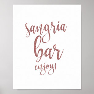 Sangria Bar Rose Gold Glitter 8x10 Wedding Sign