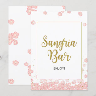Sangria Bar Sign   Pink and Gold Bridal Shower Invitation