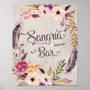 Sangria Bar Sign Rustic Baby Shower Wedding Favors