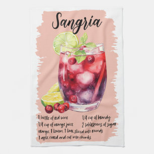 Sangria Cocktail Recipe Tea Towel