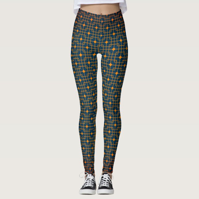 Sangria Creative Wired Hot Cubes Chinese Pattern Leggings (Front)