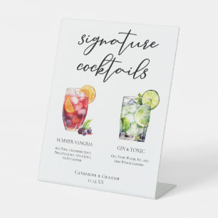 Sangria Gin & Tonic Signature Cocktails Menu Pedestal Sign