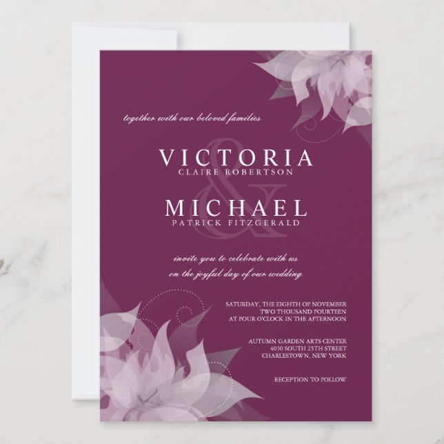 Sangria Grape Floral Wedding Invitations (Front)