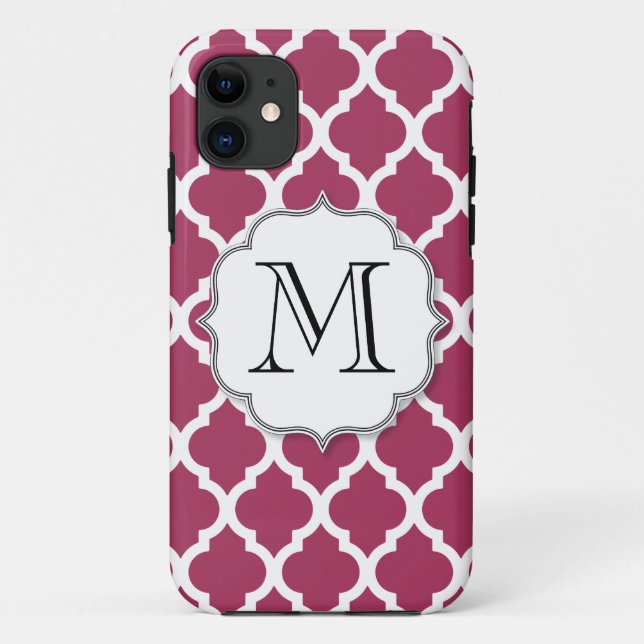 Sangria Moroccan Tile with Customisable Monogram Case-Mate iPhone Case (Back)