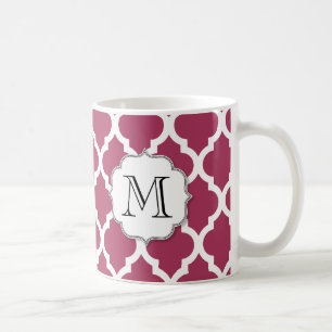 Sangria Moroccan Tile with Customisable Monogram Coffee Mug