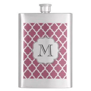 Sangria Moroccan Tile with Customisable Monogram Hip Flask