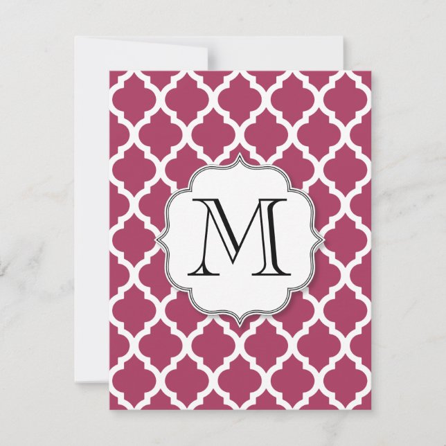 Sangria Moroccan Tile with Customisable Monogram Invitation (Front)