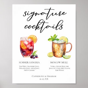 Sangria Moscow Mule Signature Cocktails Menu Poster