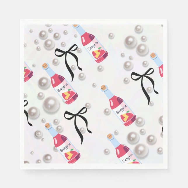 Sangria , Pearls, Bows Napkin (Front)