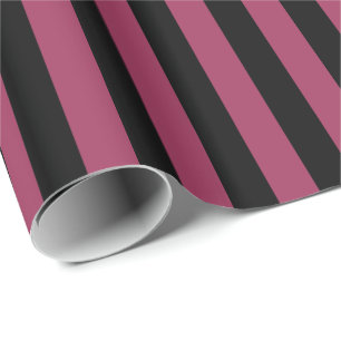 Sangria Pink and Black Stripe Wrapping Paper