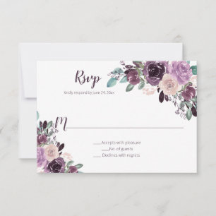 Sangria Purple Floral RSVP Card