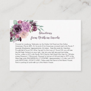 Sangria Purple Mauve Floral Directions Enclosure Card