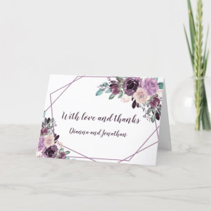 Sangria Purple Mauve Floral Geometric Wedding Holiday Card