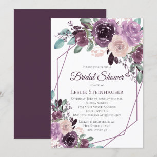 Sangria Purple Mauve Watercolor Bridal Shower Invitation