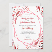 Sangria Red Leaves Geometric Frame Wedding