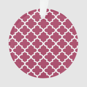 Sangria Red Moroccan Tile Trellis Pattern Ornament
