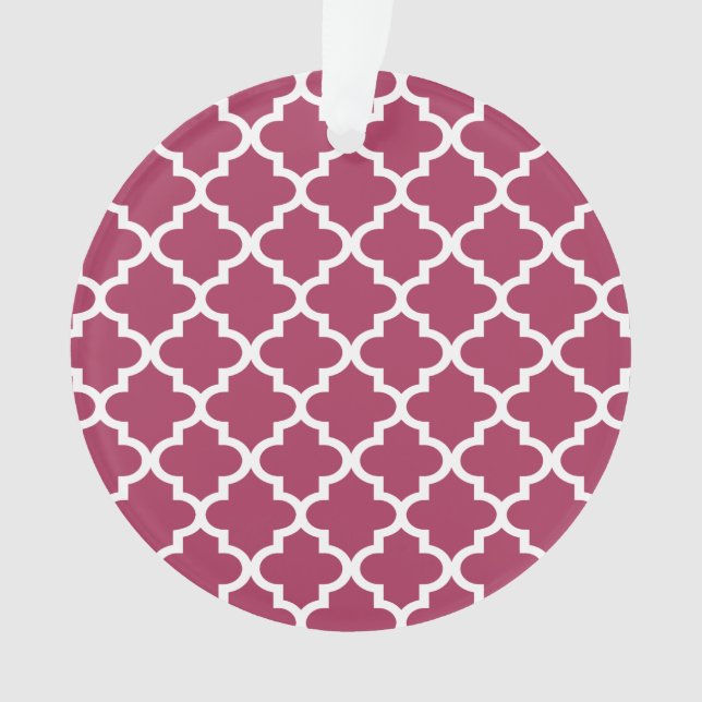 Sangria Red Moroccan Tile Trellis Pattern Ornament (Front)
