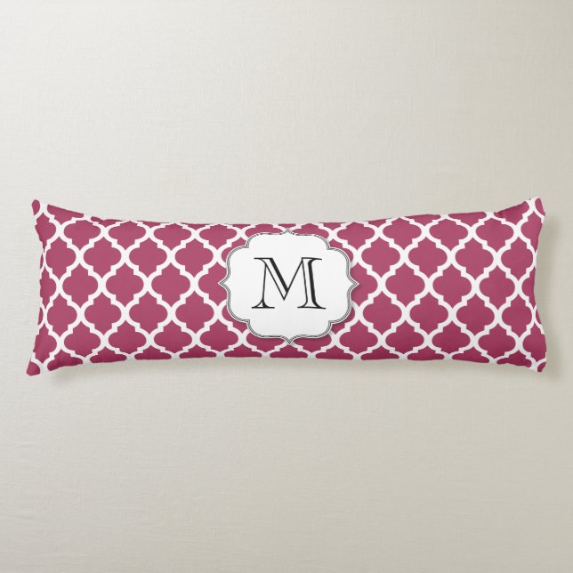 Sangria Red Moroccan Tile w/ Customisable Monogram Body Cushion (Front)