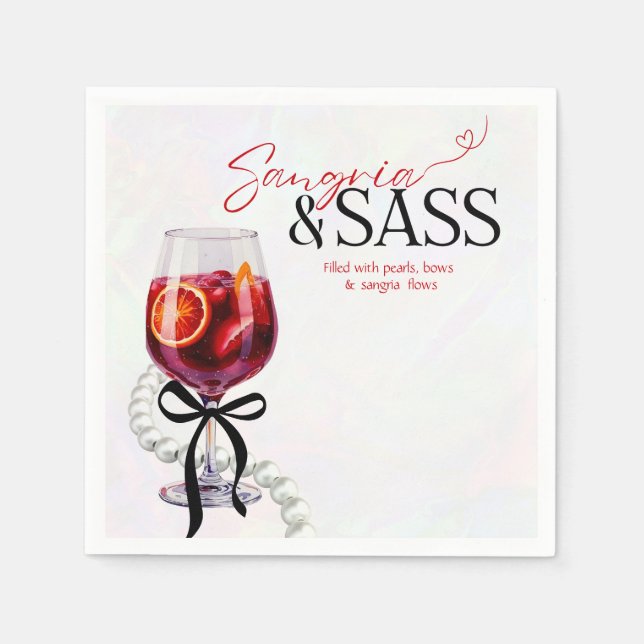 Sangria & Sass, Pearls, Bows Napkin (Front)