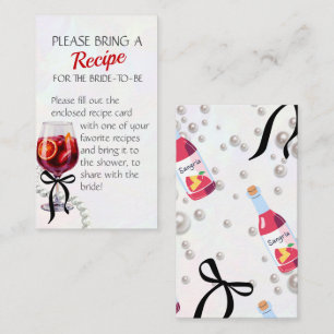 Sangria & Sass Recipe Request Bridal Shower Enclosure Card