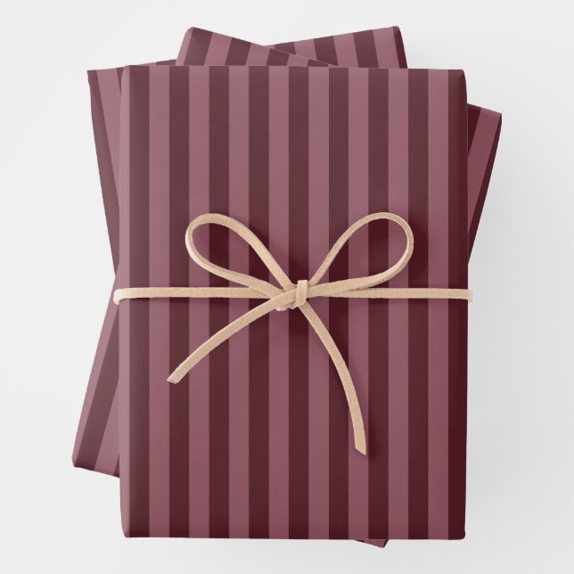 Sangria & Smyrna Purple Stripes Wrapping Paper Sheet (In situ)