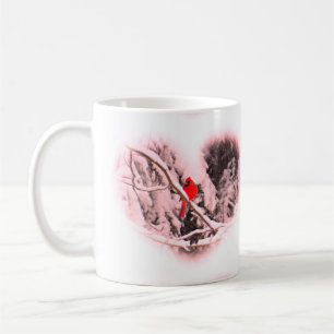 Sangria Snow Heart Cardinal - Bird Coffee Mug