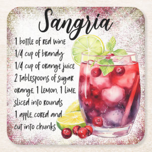 Sangria Square Paper Coaster