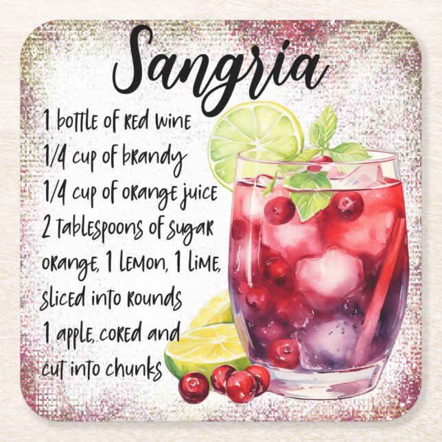 Sangria Square Paper Coaster (Front)