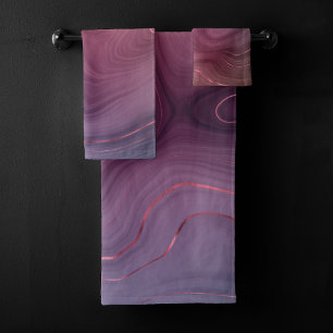 Sangria Strata Moody Pink and Purple Luxe Agate Bath Towel Set