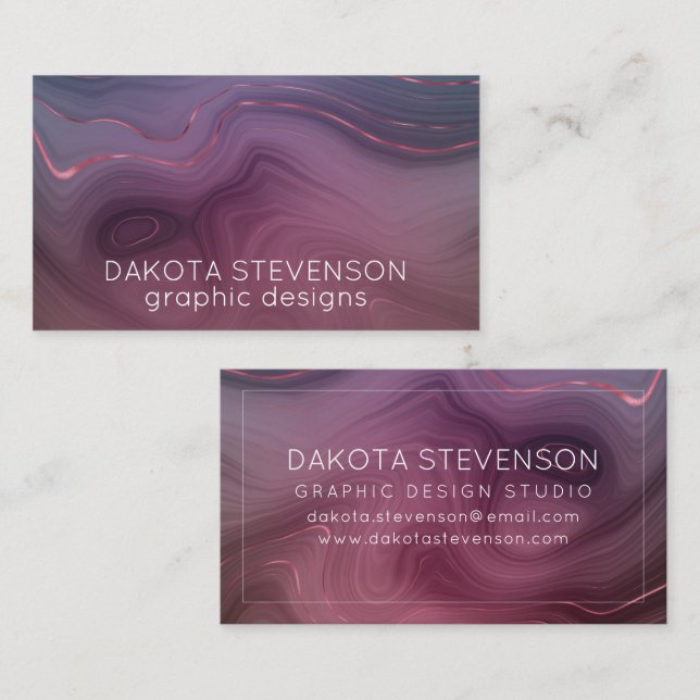 Sangria Strata | Moody Pink and Purple Luxe Agate Business Card (Front/Back)
