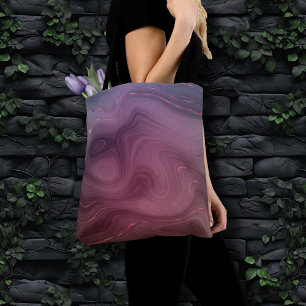 Sangria Strata Moody Pink and Purple Luxe Agate Tote Bag