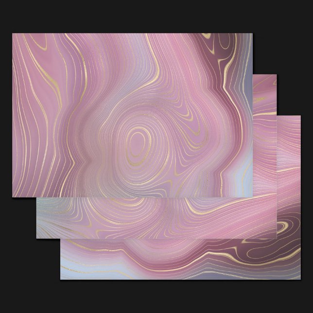 Sangria Strata | Moody Pink and Purple Luxe Agate Wrapping Paper Sheet (Creator Uploaded)