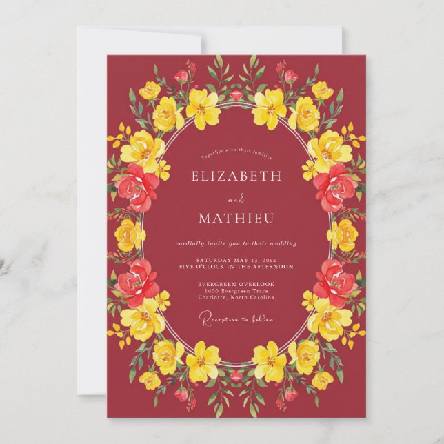 Sangria Striking Autumnal Wedding Invitation (Front)