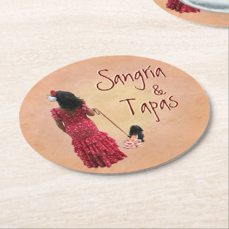 Sangría & Tapas Round Paper Coaster