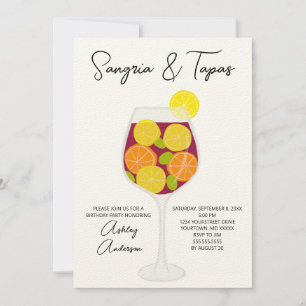 Sangria & Tapas Spanish Cocktail Birthday Invitation