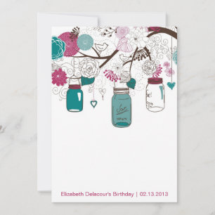 Sangria & Teal Mason Jars Birthday Invitation