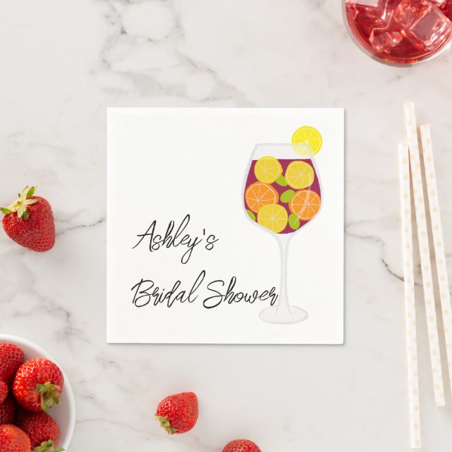 Sangria Wedding, Bachelorette, or Bridal Shower Napkin (Insitu)