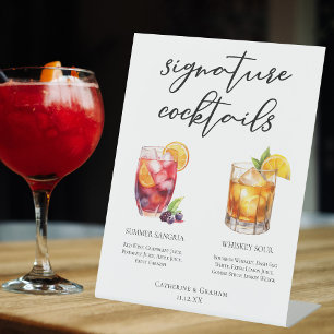 Sangria Whiskey Sour Signature Cocktails Menu Pedestal Sign