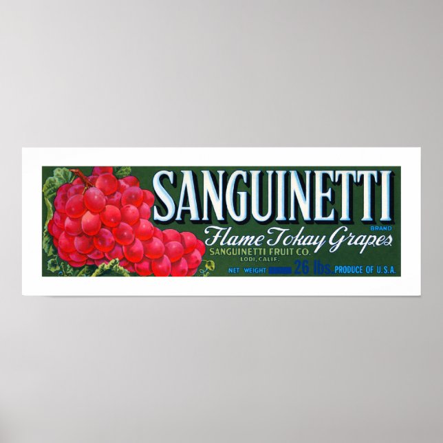 Sanguinetti Grapes Label Poster (Front)