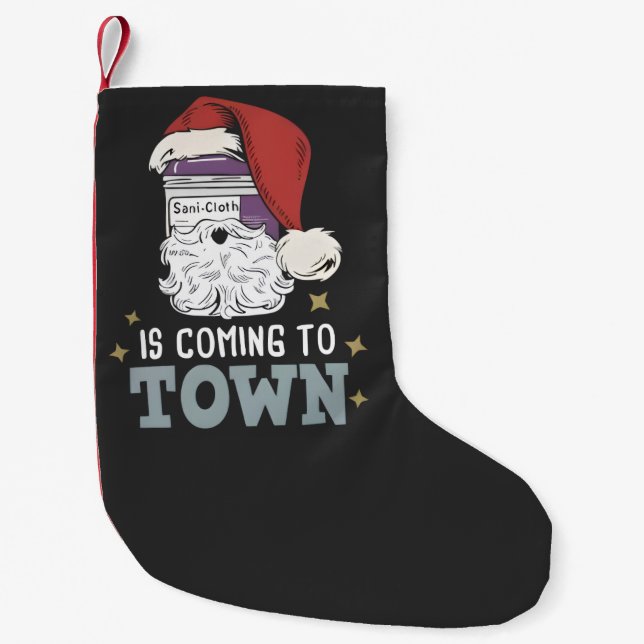 Sani Cloth Christmas Nurse Holiday Medical Nurse Small Christmas Stocking (Front)