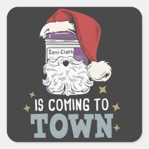 Sani Cloth Christmas Nurse Holiday Medical Nurse Square Sticker