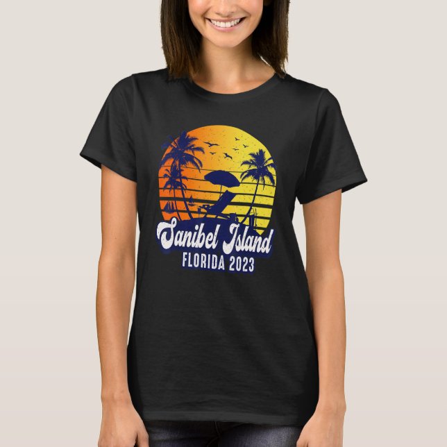 Sanibel Island 2023 Florida Sunset Beach Retro T-Shirt (Front)