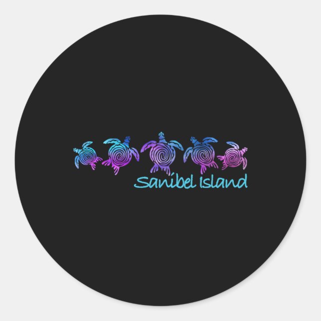 Sanibel Island Beach Tribal Turtle Classic Round Sticker (Front)
