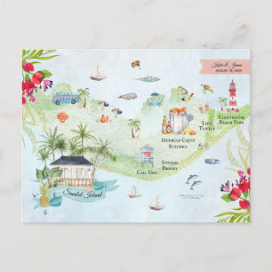 Sanibel Island   Destination Wedding Itinerary Map Postcard