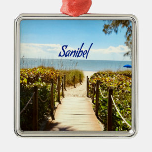 Sanibel Island Florida Beach Ocean Metal Tree Decoration