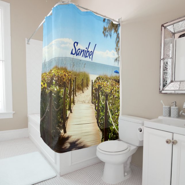 Sanibel Island Florida Beach Ocean Shower Curtain (In Situ)