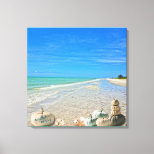 Sanibel Island Florida Beach with Fall Pumpkins Canvas Print