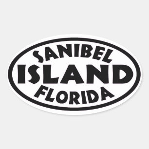 Sanibel Island Florida black white oval stickers