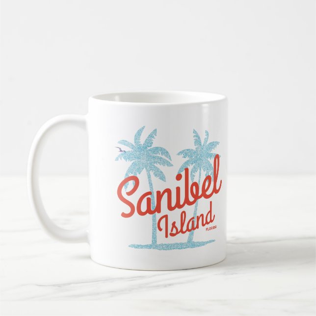 Sanibel Island Florida Coral Ocean Souvenir Coffee Mug (Left)